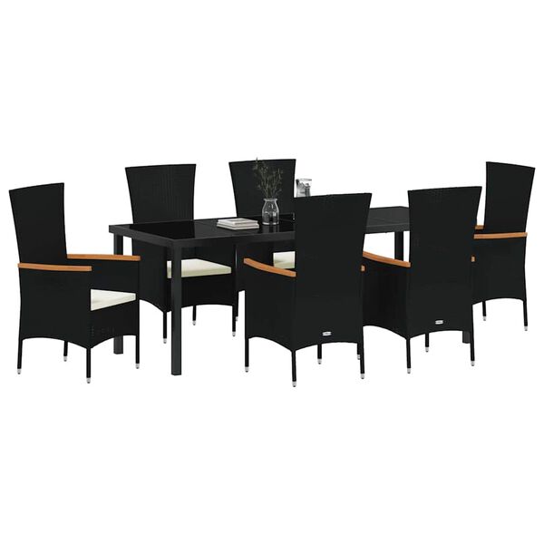 vidaXL Dārza ēdamgalds 7 pcs Melna Tērauds ar pulverkrāsas pārklājumu