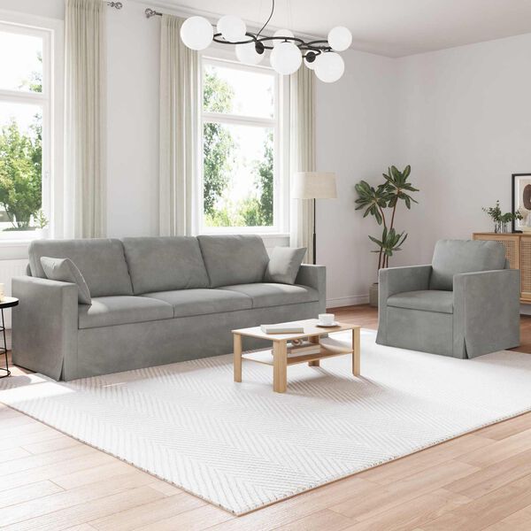 vidaXL Dīvāns 2 pcs Gai&scaron;i pelēks 228 x 78 x 80 cm Samts