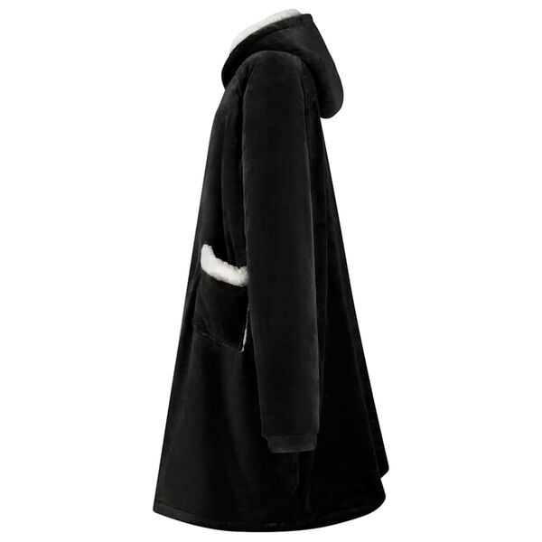 vidaXL Segas džemperis ar kapuci Melna m Fleeces un flaneļa