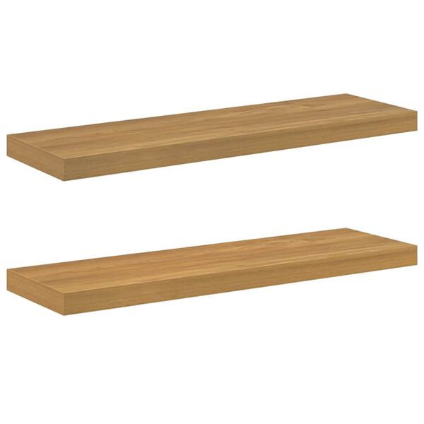 vidaXL Sienas plaukts 2 pcs Brūna 80 x 23,5 x 4 cm Inženierijas koks