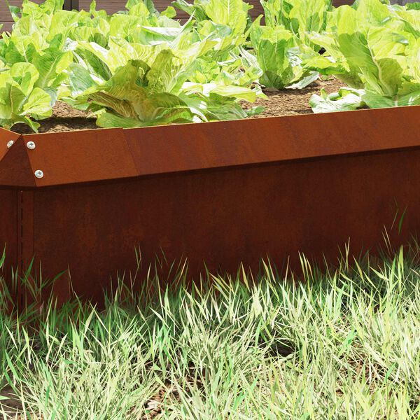 vidaXL Kāpuru žogs 16 pcs Rūsa 100 x 3,5 x 25 cm Novecināts tērauds