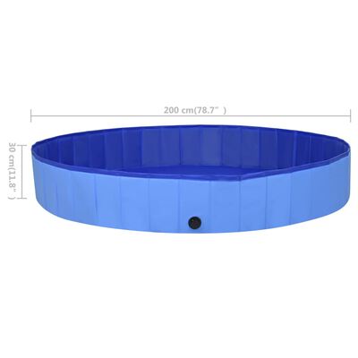 vidaXL suņu baseins, salokāms, zils, 200x30 cm, PVC