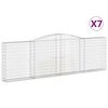 vidaXL arkveida gabiona grozi, 7 gb., 400x30x120/140cm, cinkota dzelzs