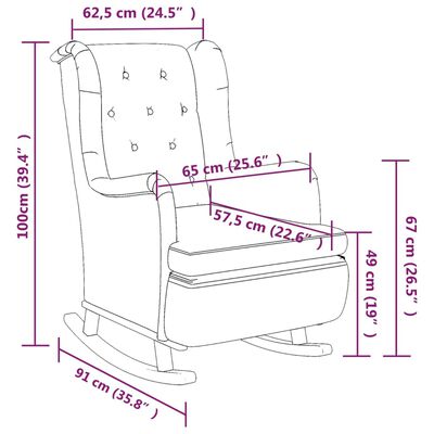 vidaXL šūpuļkrēsls ar masīva gumijkoka kājām, tumši pelēks audums