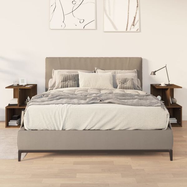 vidaXL naktsgaldiņi, 2 gab., brūna ozola, 35x35x55cm inženierijas koks