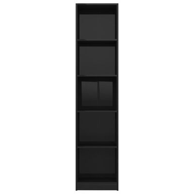 vidaXL 5-līmeņu grāmatu plaukts, melns, 40x24x175 cm, skaidu plāksne