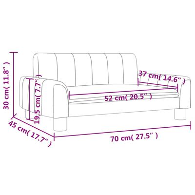 vidaXL bērnu dīvāns, tumši pelēks, 70x45x30 cm, audums
