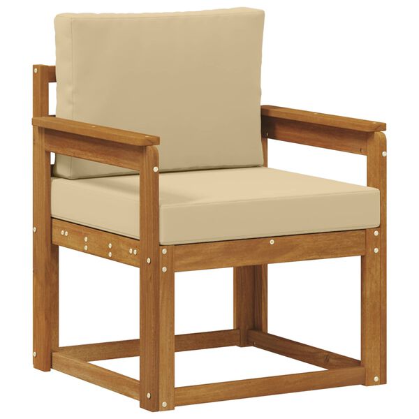 vidaXL Āra dīvāns Cieta akācijas koks un poliesters Dabiska