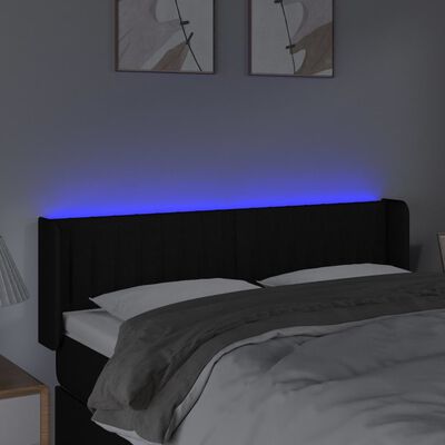 vidaXL gultas galvgalis ar LED, 147x16x78/88 cm, melns audums