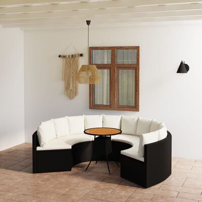 vidaXL 7-daļīgs dārza dīvānu komplekts ar matračiem, PE rotangpalma