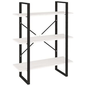vidaXL 3-līmeņu grāmatu plaukts, balts, 80x30x105 cm, priedes koks