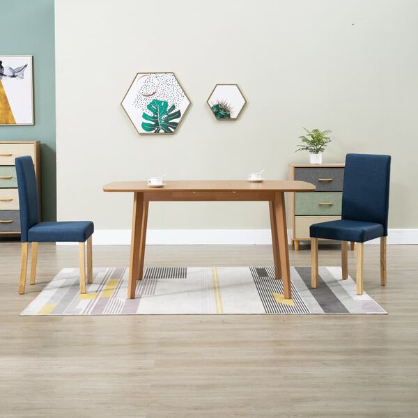 vidaXL virtuves krēsli, 2 gab., zils audums