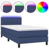vidaXL atsperu gulta ar matraci, LED, zils audums, 90x190 cm