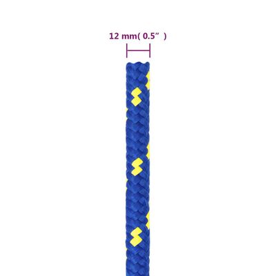 vidaXL laivu virve, zila, 12 mm, 100 m, polipropilēns