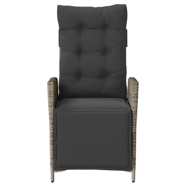 vidaXL atgāžams dārza krēsls ar kāju balstu, pelēka PE rotangpalma