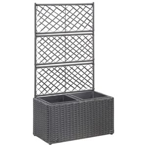vidaXL vīteņaugu režģis ar 2 augstām kastēm, 58x30x107 cm, melns PE