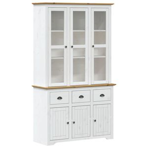 vidaXL augstais skapis BODO, 115,5x43x200,5 cm, priede, balts, brūns