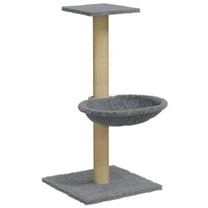 vidaXL kaķu māja ar sizala stabu nagu asinā&scaron;anai, 74 cm, gai&scaron;i pelēka
