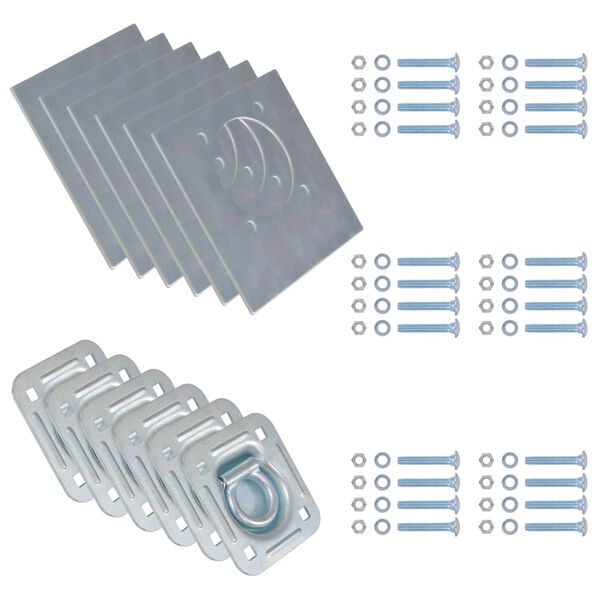 vidaXL piestiprinā&scaron;anas gredzens, cilpa piekabēm, 6 gab., tērauds