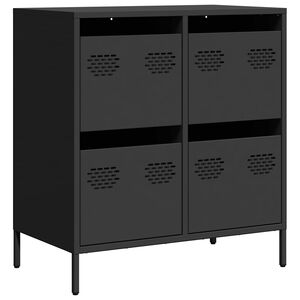 vidaXL kumode, melna, 68x39x73,5 cm, auksti velmēts tērauds