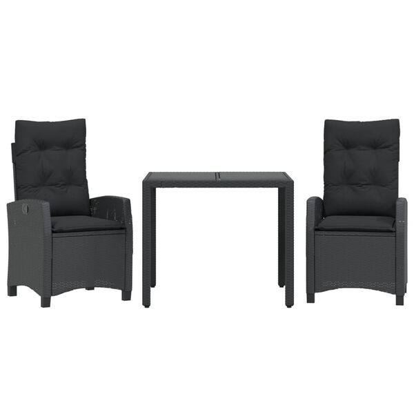 vidaXL 3-daļīgs dārza mēbeļu komplekts, matrači, PE rotangpalma