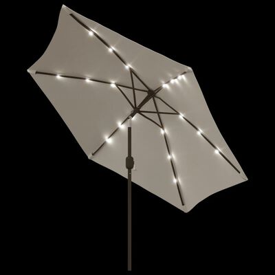 vidaXL LED dārza lietussargs, 3 m, smilšu balts