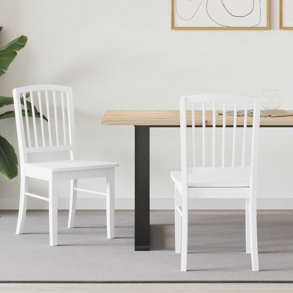 vidaXL Ēdamkrēsli 2 pcs Balts 50 x 52,5 x 91 cm Ciets gumijas koks