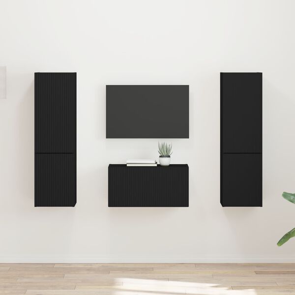 vidaXL TV skapī&scaron;u komplekts 5 pcs Melna Inženierijas koks
