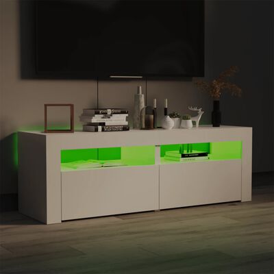 vidaXL TV galdiņš ar LED lampiņām, 120x35x40 cm, spīdīgi balts
