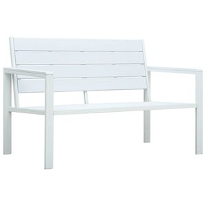 vidaXL dārza sols, 120 cm, balts HDPE, koka imitācija
