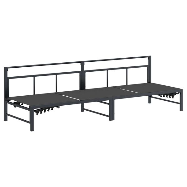 vidaXL 3-personu saules gulta Melns 200 x 62 x 59 cm Tekstilēna