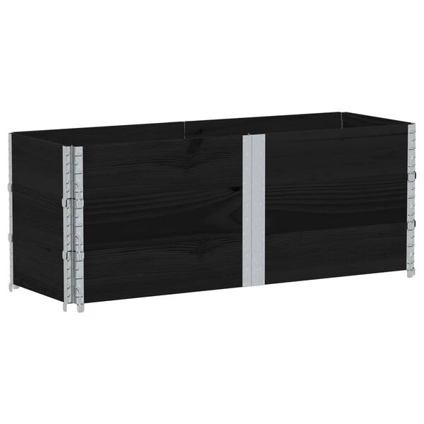 vidaXL dārza puķu kaste, melna, 150x50 cm, priedes masīvkoks