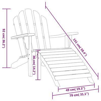 vidaXL dārza krēsls ar kāju balstu, masīvs tīkkoks