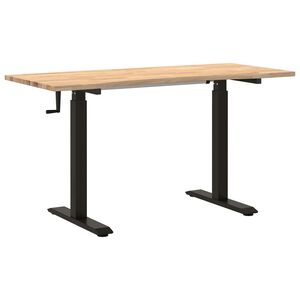 vidaXL Galds Melnā un dabiskā 140 x 60 cm Cietā ozola koks