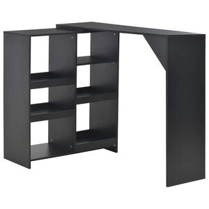 vidaXL bāra galds ar pārvietojamu plauktu, 138x39x110 cm, melns