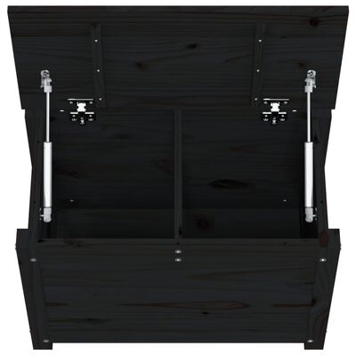 vidaXL uzglabāšanas kaste, melna, 60x32x45,5 cm, priedes masīvkoks