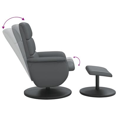 vidaXL atpūtas krēsls ar kāju soliņu, atgāžams, pelēka mākslīgā āda