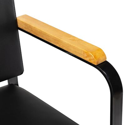 vidaXL profesionāls frizieru krēsls, melna mākslīgā āda