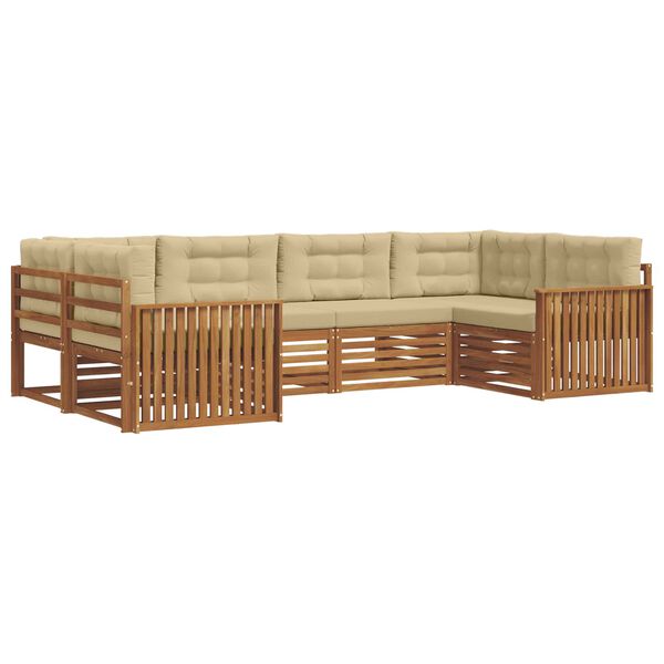 vidaXL Dīvāna komplekti 6 pcs Dabisks un bē&scaron;s Cietā akācijas koks