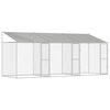 vidaXL Suņu būda ar jumtu Sudraba 600 x 200 x 256 cm Tērauds un PE