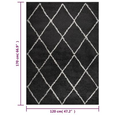 vidaXL paklājs, pinkains, antracītpelēks ar krēmkrāsu, 120x170 cm