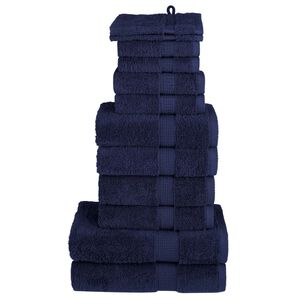 vidaXL dvieļu komplekts SOLUND, 12 gab., tum&scaron;i zili, 600 gsm
