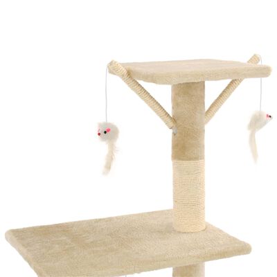 vidaXL kaķu māja ar sizala stabiem nagu asināšanai, 138 cm, bēša