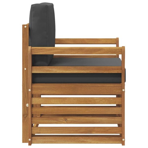 vidaXL Āra dīvānu komplekts Cieta akācijas koks un poliesters Dabiska