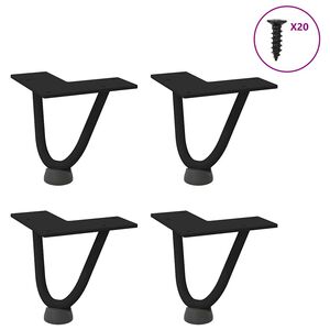 vidaXL kafijas galdiņa matadatas kājas, 4 gab., melnas, 10 cm, masīvs tērauds