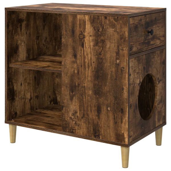 vidaXL Kaķu māja Dūmaka ozols 72 x 42.5 x 70 cm Inženierijas koks