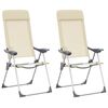 vidaXL kempinga krēsli, 2 gab., krēmkrāsā, alumīnijs, salokāmi