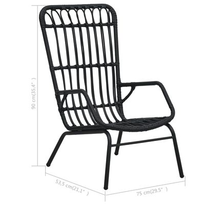 vidaXL dārza krēsls, PE rotangpalma, melns