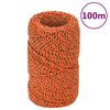 vidaXL laivu virve, oranža, 2 mm, 100 m, polipropilēns