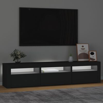 vidaXL TV skapītis ar LED apgaismojumu, melns, 180x35x40 cm